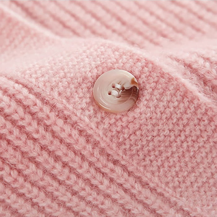 Pink Bow Knot Knit Cardigan Sweater Irregular Suspender