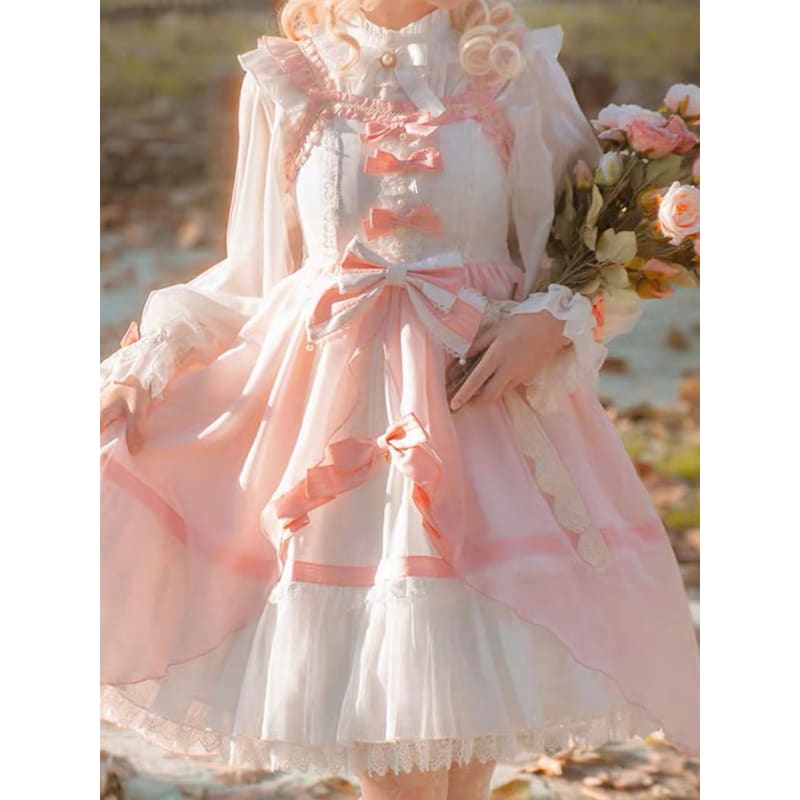 Pink Bow Lolita Sweet Dress - Modern Hanfu