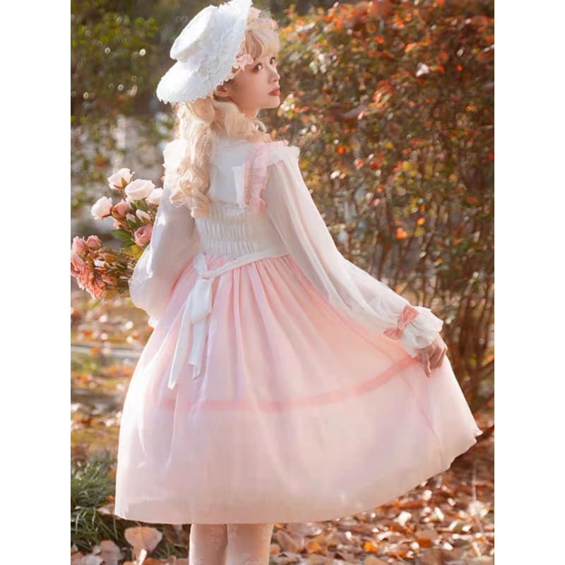 Pink Bow Lolita Sweet Dress - Modern Hanfu
