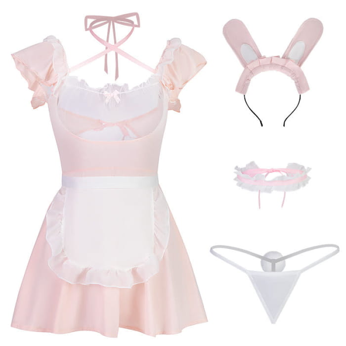 Pink Bunny Maid Uniform Lingerie Dress - One Size