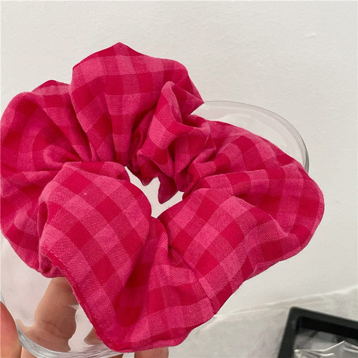 Pink Checkered Scrunchie - Other