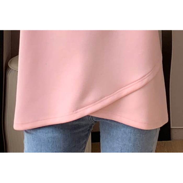 Pink Embroidery Round Collar Sweatshirt