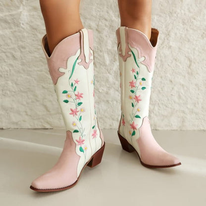 Pink Floral Cowboy Boots