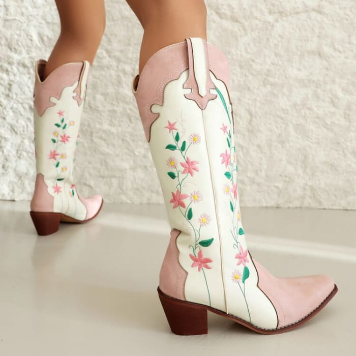 Pink Floral Cowboy Boots