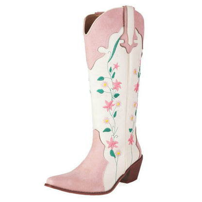 Pink Floral Cowboy Boots - EU35 (US5.0)