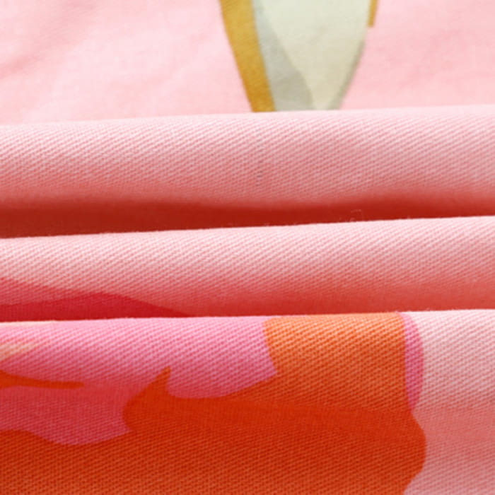 Pink Peach Print Kimono Pajamas Set