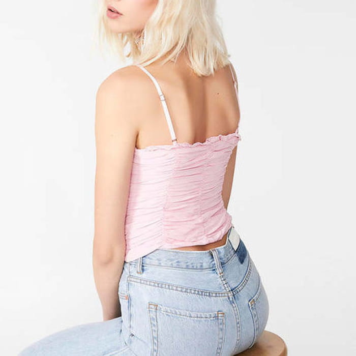 Pink Princess Lace Up Top - Tops