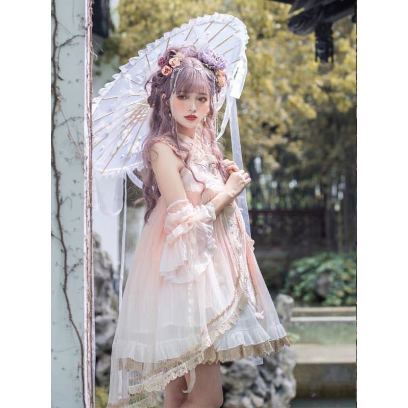 Pink Sakura Floral Dress - Modern Hanfu