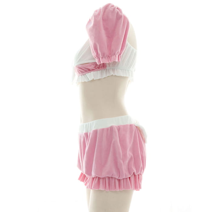 Pink Sweet Bow Knot Maid Lingerie Set - One Size