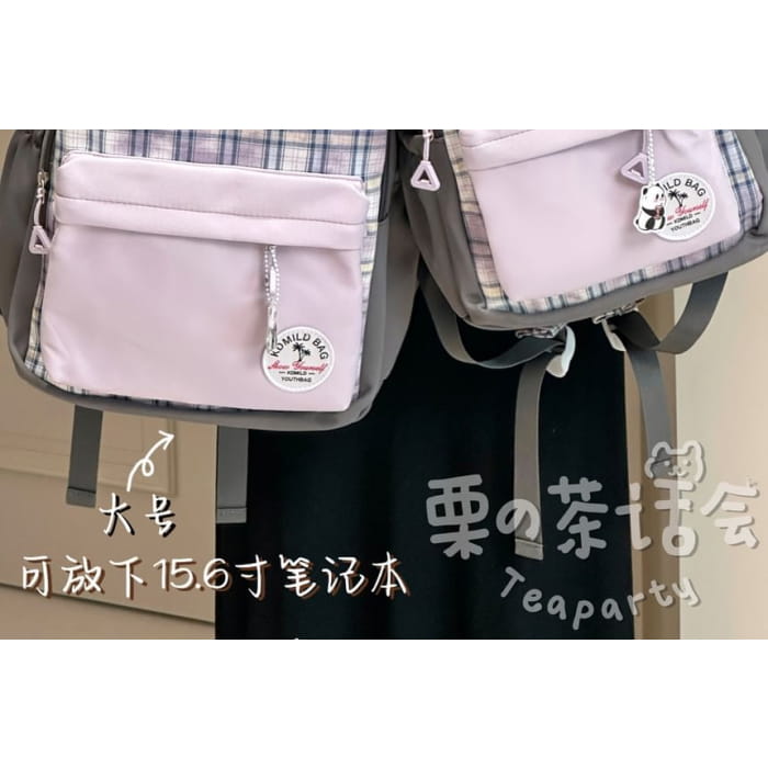 Plaid Applique Laptop Backpack / Bag Charm / Set