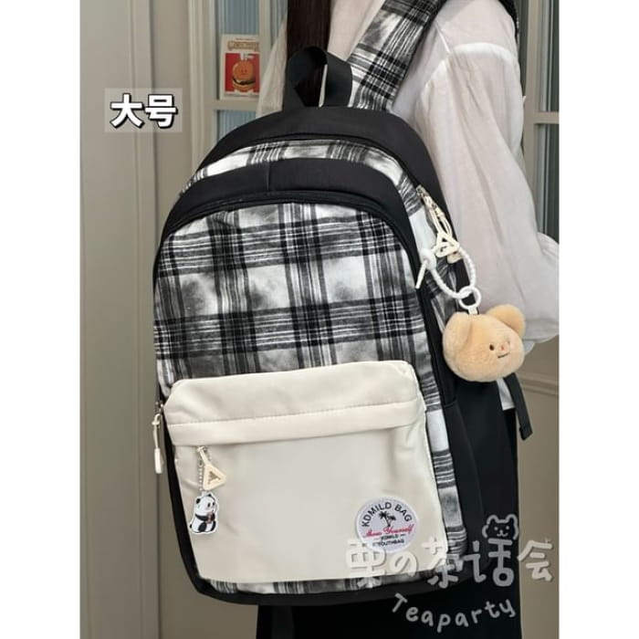 Plaid Applique Laptop Backpack / Bag Charm / Set