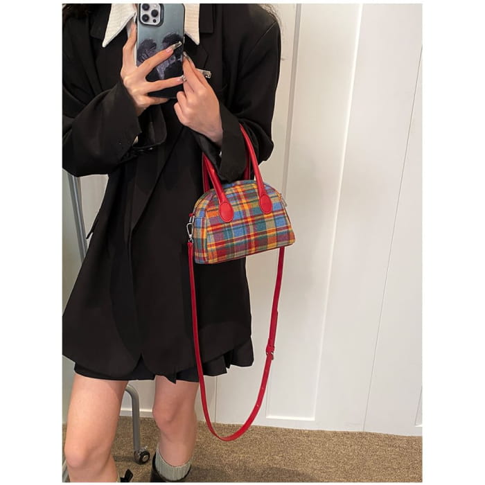 Plaid Bowler Bag