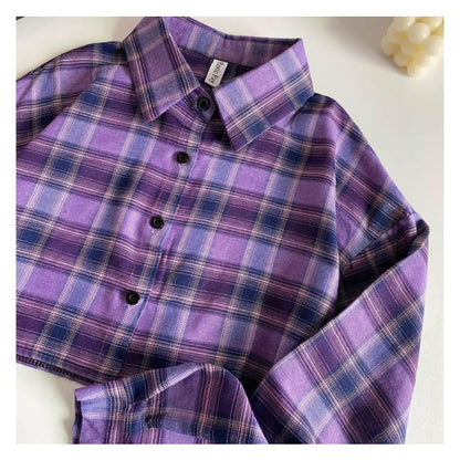 Plaid Button-Up Shirt