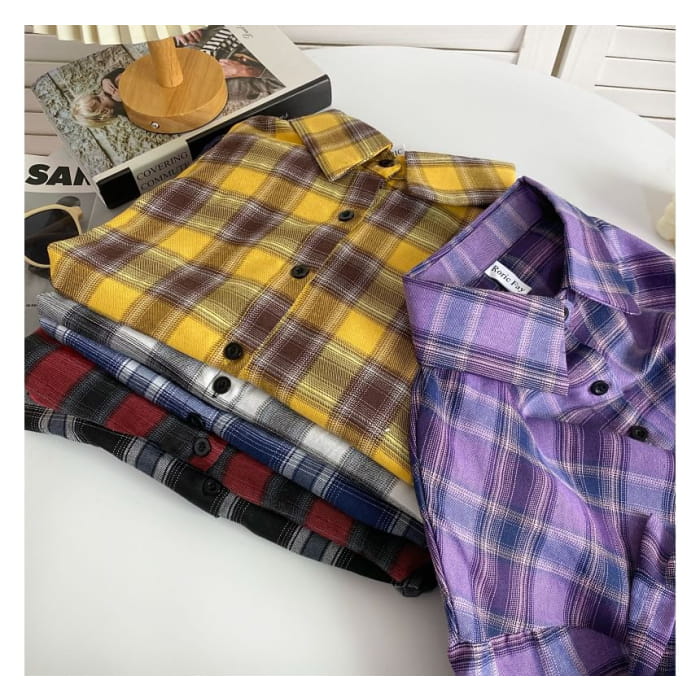 Plaid Button-Up Shirt