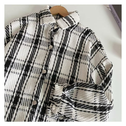 Plaid Button-Up Shirt Jacket