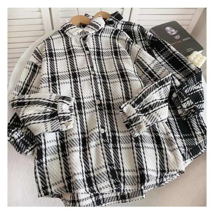 Plaid Button-Up Shirt Jacket