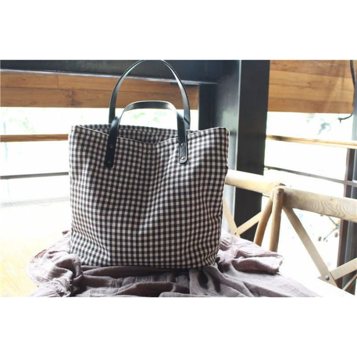 Plaid Canvas Shopper Bag