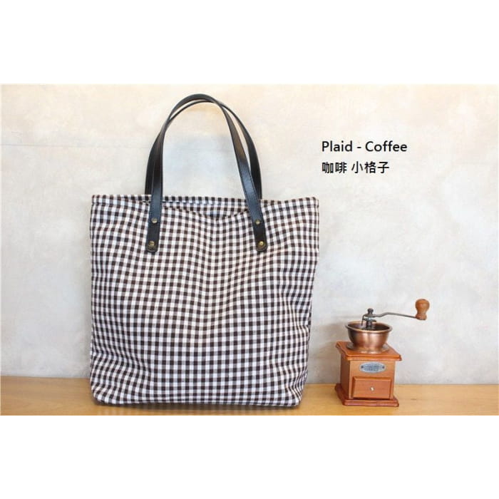 Plaid Canvas Shopper Bag