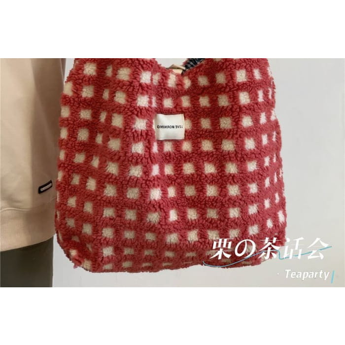 Plaid Fleece Tote Bag