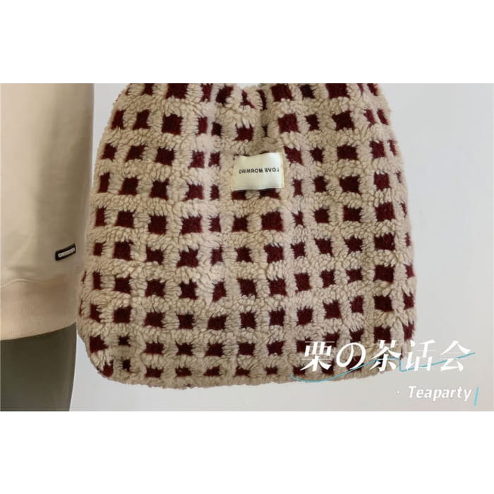 Plaid Fleece Tote Bag