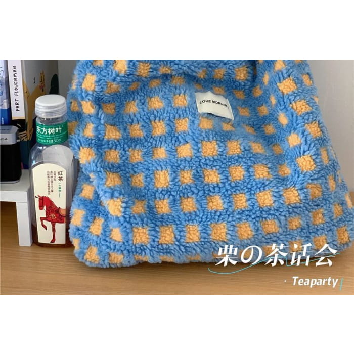 Plaid Fleece Tote Bag