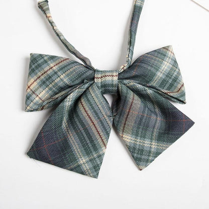 Plaid Japanese JK Bow Tie Shirt Accessories - Green