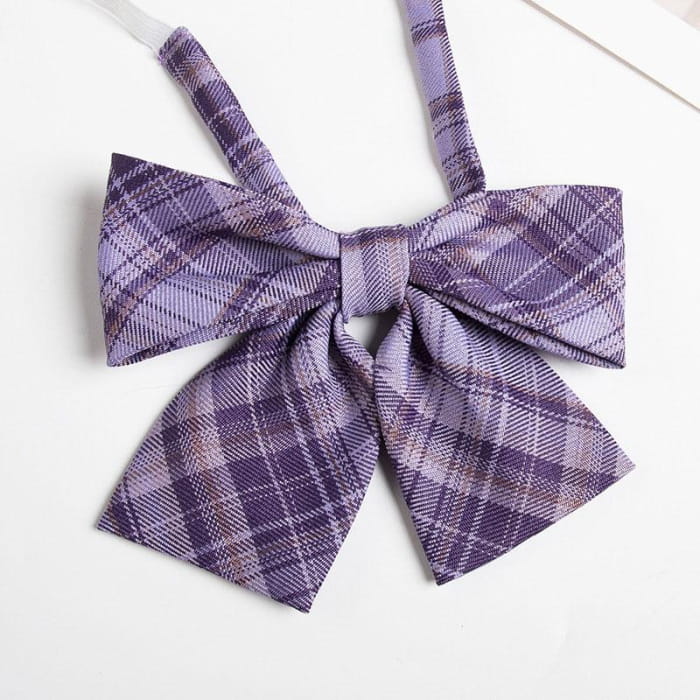 Plaid Japanese JK Bow Tie Shirt Accessories - Purple