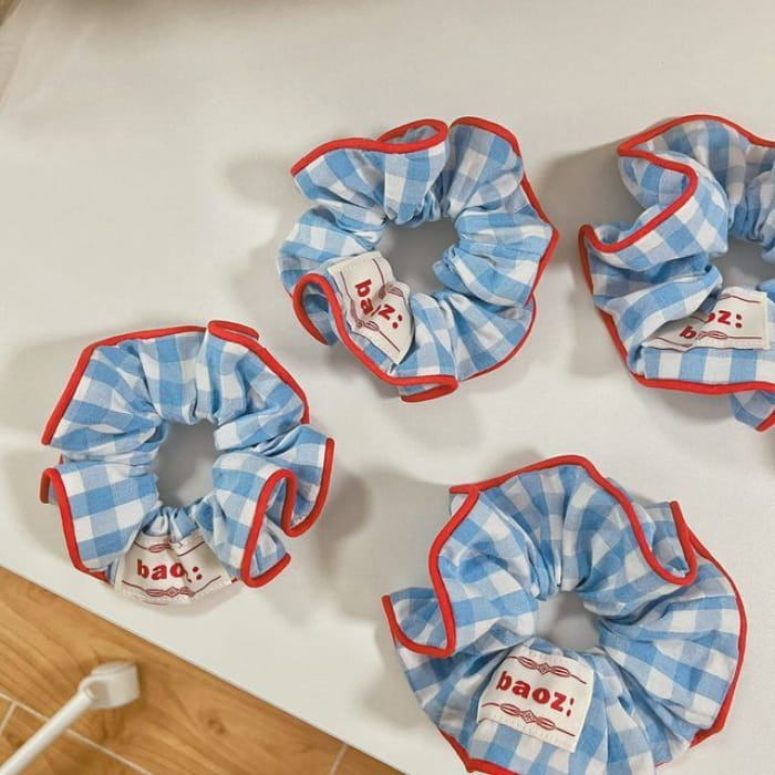 Plaid Scrunchie - Blue / S