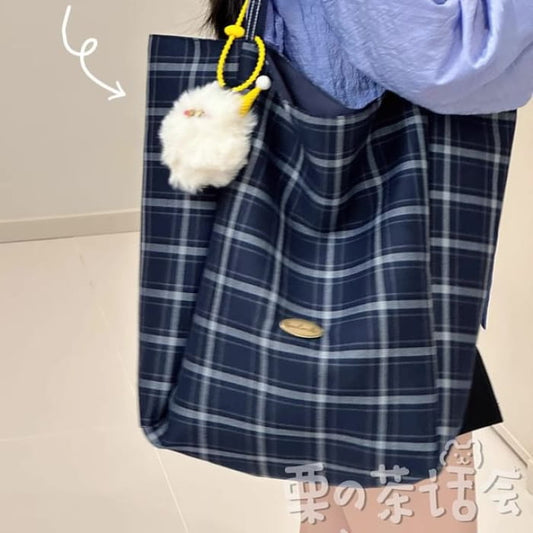 Plaid Tote Bag / Charm / Set