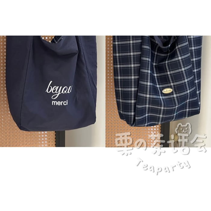 Plaid Tote Bag / Charm / Set