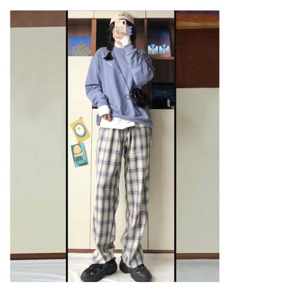 Plaid Wide Leg Pants (Various Designs)