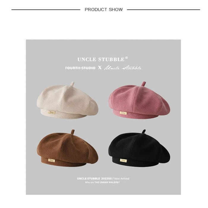 Plain Applique Beret - Hats