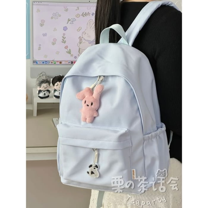 Plain Backpack / Bag Charm / Set - With Rabbit - Light Blue