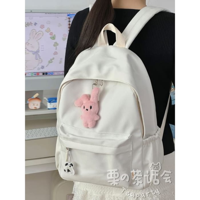 Plain Backpack / Bag Charm / Set - With Rabbit - Off-White