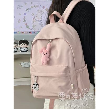 Plain Backpack / Bag Charm / Set - With Rabbit - Pink