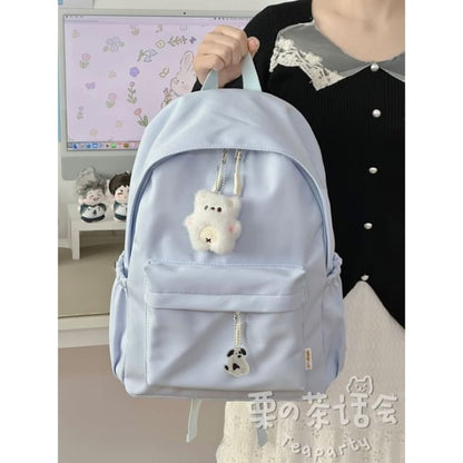 Plain Backpack / Bag Charm / Set - With White Bear - Light