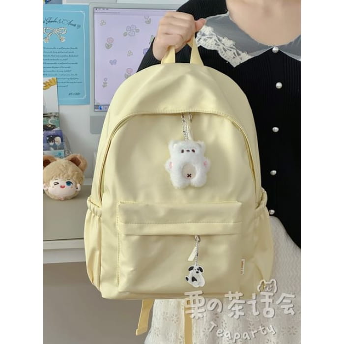 Plain Backpack / Bag Charm / Set - With White Bear - Light