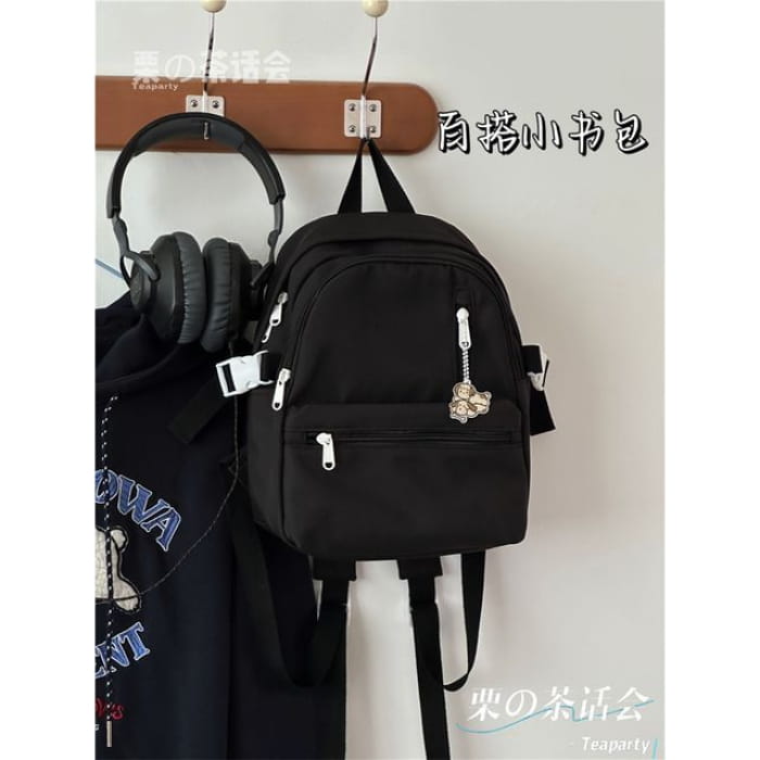 Plain Backpack / Charm / Set - Black / S - backpack