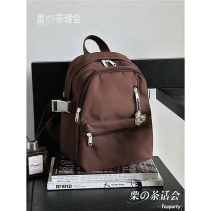 Plain Backpack / Charm / Set - Brown / S - backpack