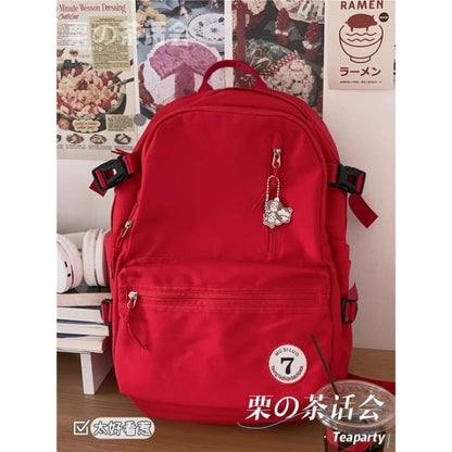 Plain Backpack / Charm / Set - Red / S - backpack