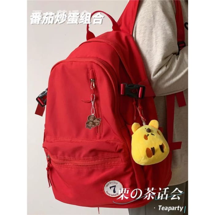 Plain Backpack / Charm / Set - With Mouse - Red / S