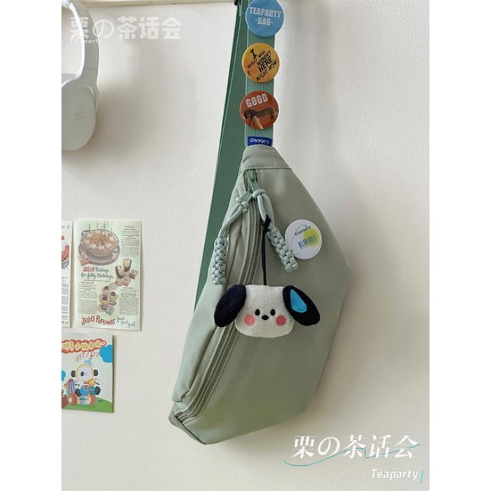 Plain Belt Bag / Charm / Set - With Dog - Green / One Size