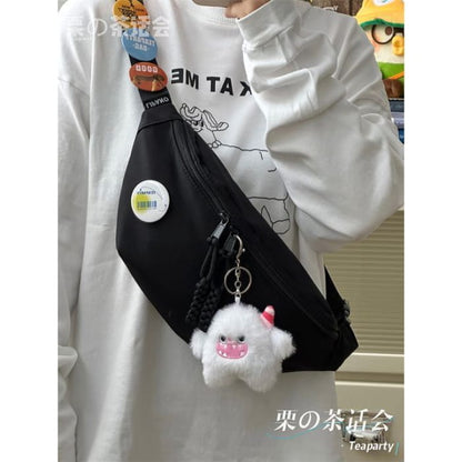 Plain Belt Bag / Charm / Set - With Horn - Black / One Size