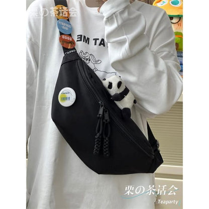 Plain Belt Bag / Charm / Set - With Panda - Black