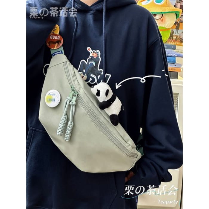 Plain Belt Bag / Charm / Set - With Panda - Green