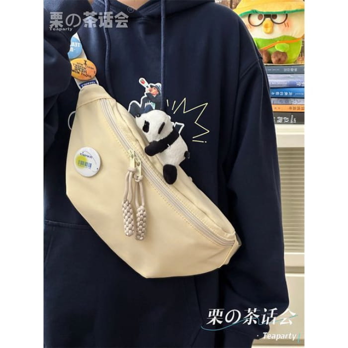 Plain Belt Bag / Charm / Set - With Panda - Light Yellow