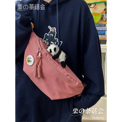 Plain Belt Bag / Charm / Set - With Panda - Pink / One Size