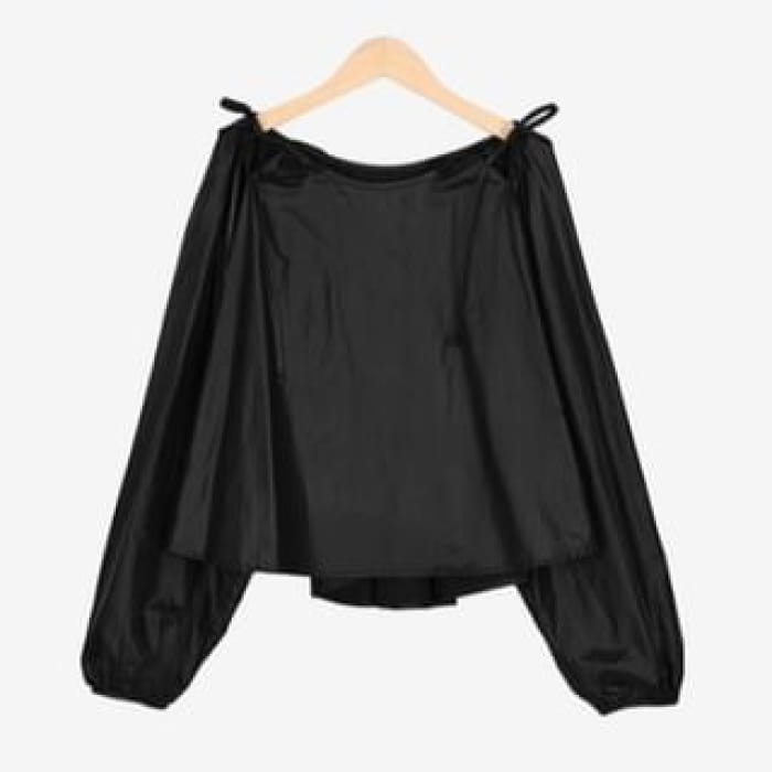 Plain Bow Blouse - Black / One Size