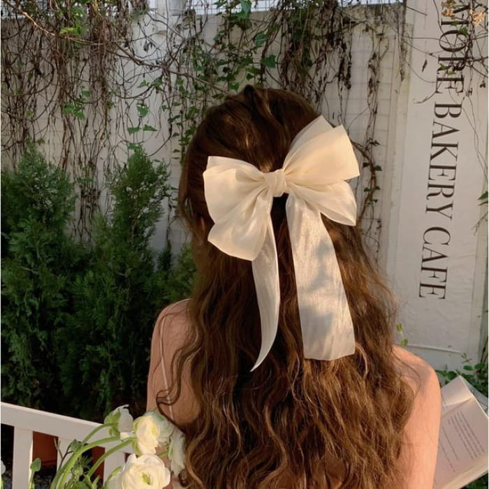 Plain Bow Mesh Hair Clip