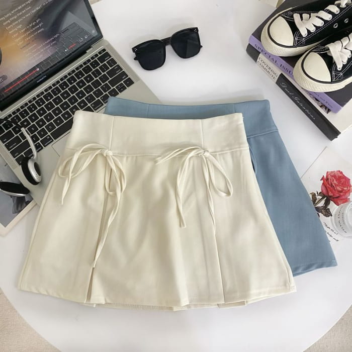 Plain Bow Mini A-Line Skirt